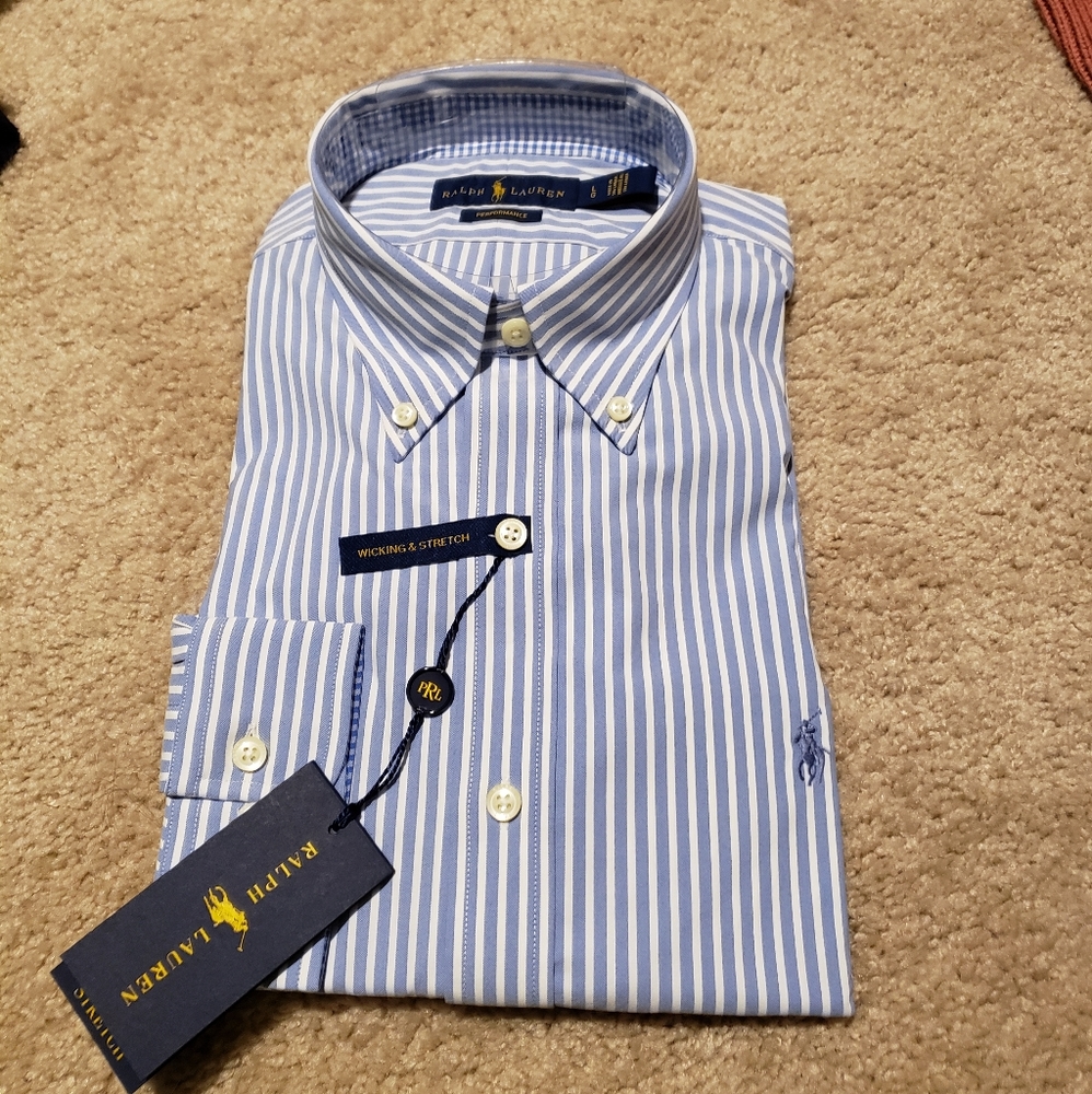 NWT Polo Ralph Lauren baby blue stripe shirt